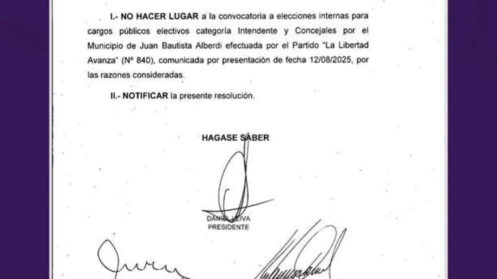 LLA no podrá participar de la elección en Alberdi: se inscribió 24 días después del plazo legal